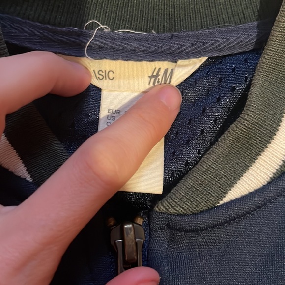 Basic H&M Varsity Style Dark Blue Zip Up Jacket 10-12 - Picture 2 of 4